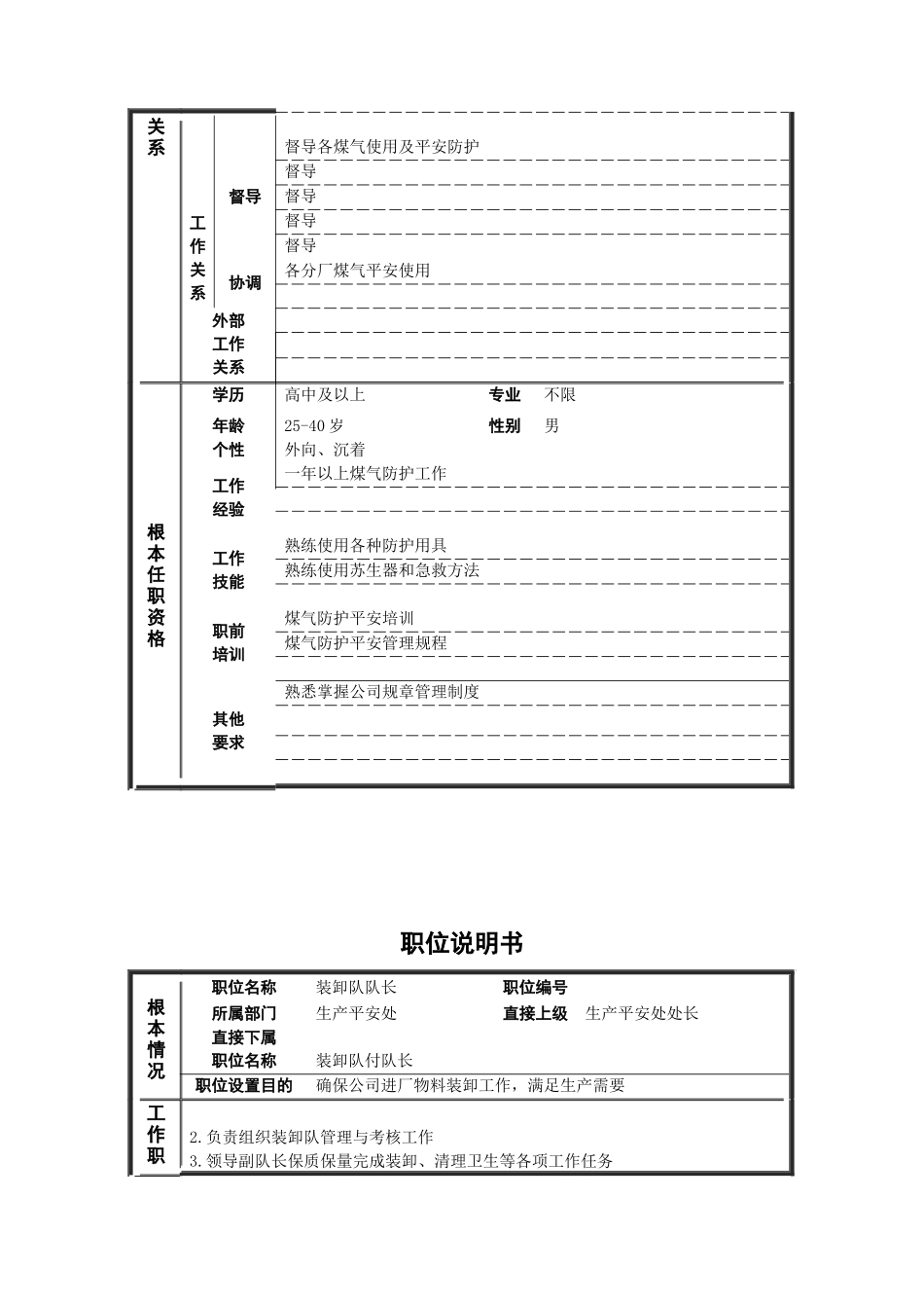 某公司管理岗位职位说明书_第2页