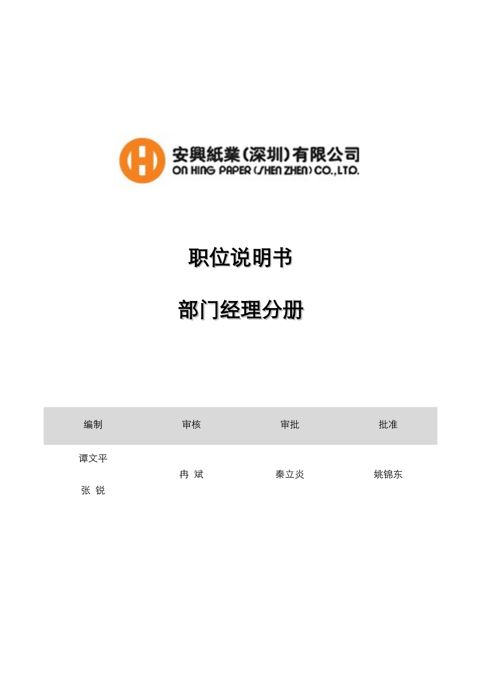 某公司职位说明书_第1页