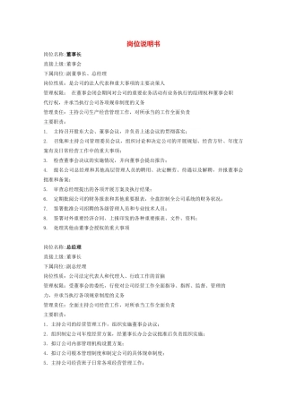 某公司近50个岗位岗位说明书