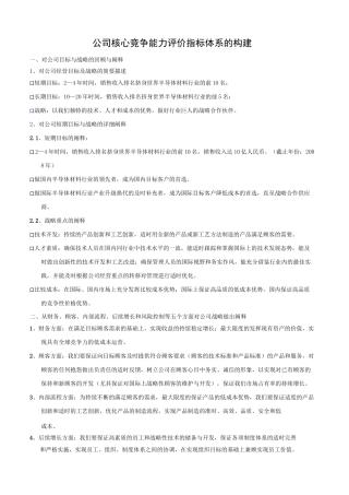 公司核心竞争能力评价指标体系的构架