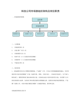 市场部组织架构及岗位职责