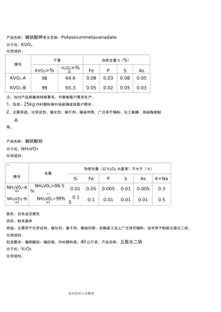 钒系列产品标准