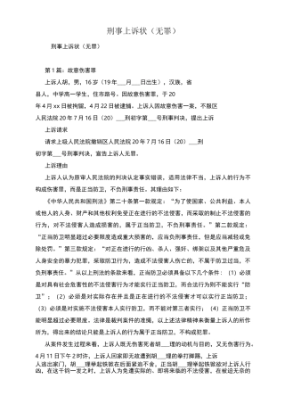 刑事上诉状(无罪)