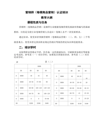 卷烟商品营销培训大纲