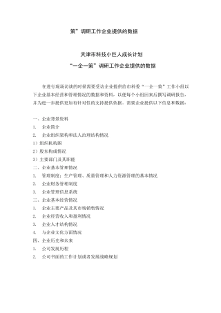 一企一策标准格式