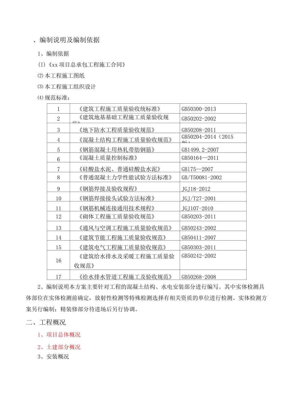 水电安装部分 检验批划分及检验试验方案 _第2页