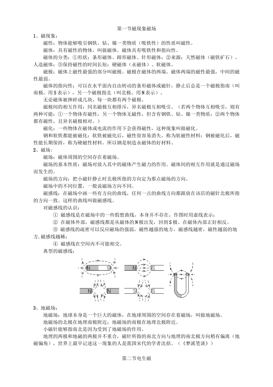 人教版九年级物理《第二十章-电与磁》知识点汇总_第1页