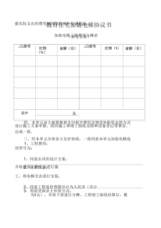 既有住宅加装电梯协议书