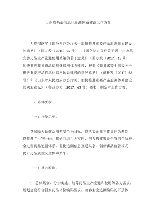 山东省药品信息化追溯体系建设工作方案