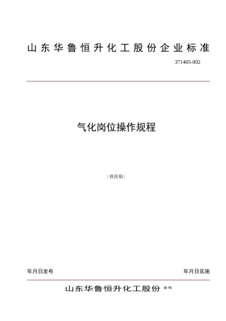 某化工股份有限公司气化岗位操作规程