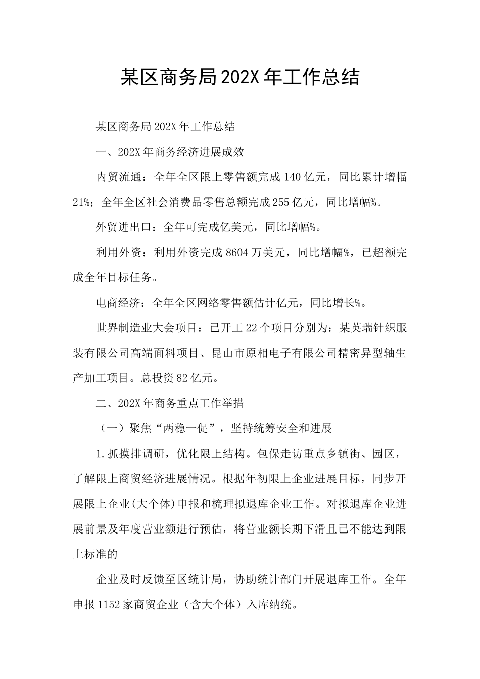 某区商务局202X年工作总结_第1页