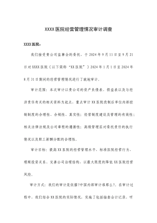 某医院审计管理调查报告