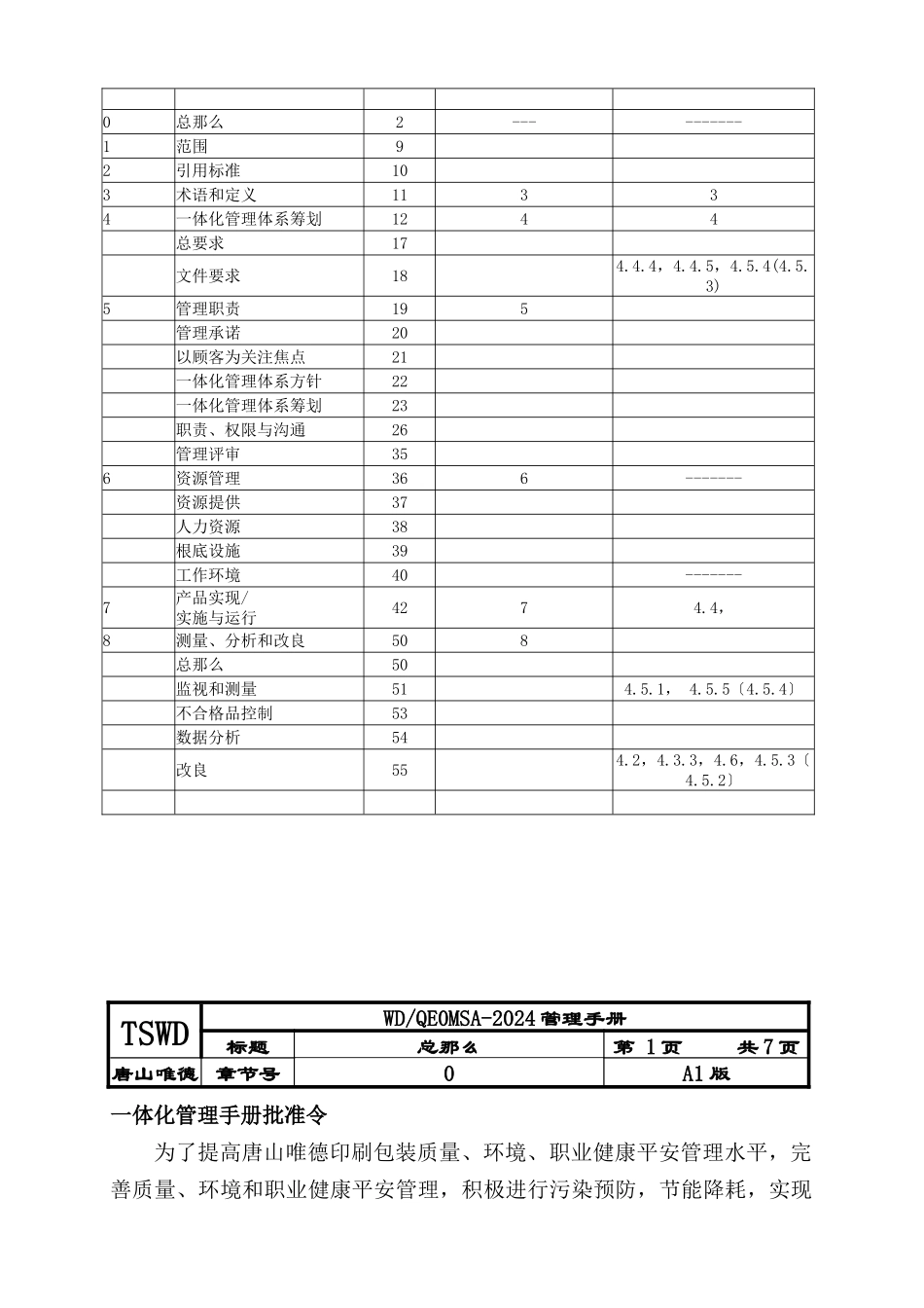 某印刷包装有限公司一体化体系管理手册_第2页