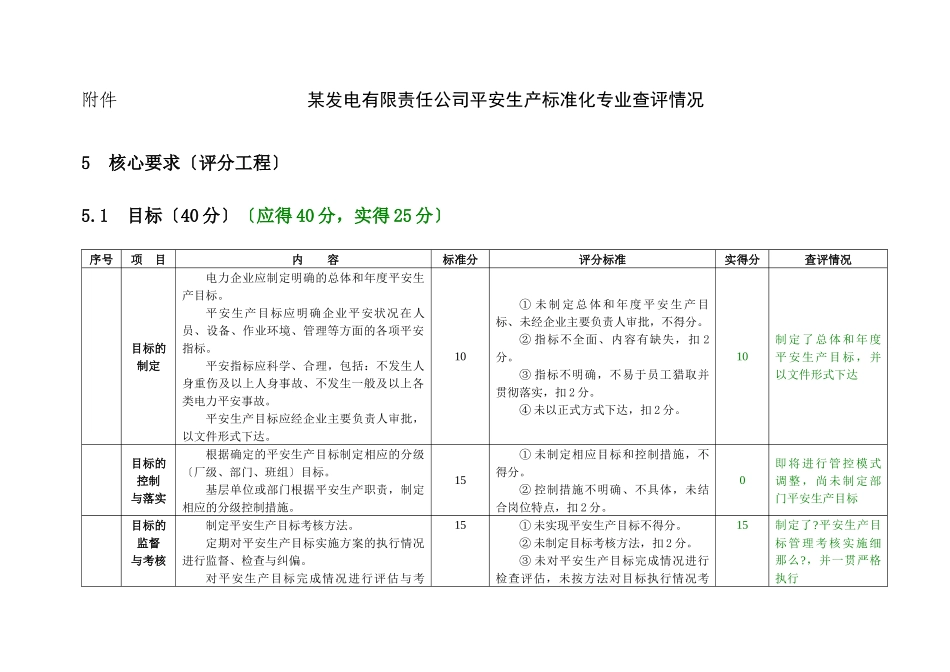 某发电公司安全生产标准化专业查评情况_第1页