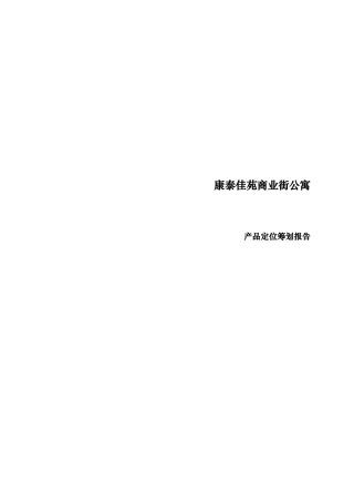 某商业街公寓产品定位策划方案
