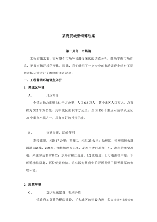 某商贸城营销策划研究报告