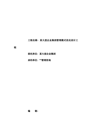 某大型企业集团管理模式优化设计项目