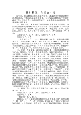 某村整体工作简介汇报