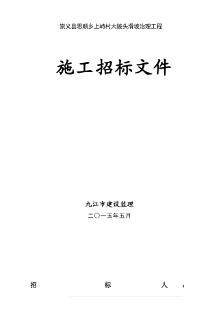 某村滑坡治理工程施工招标文件