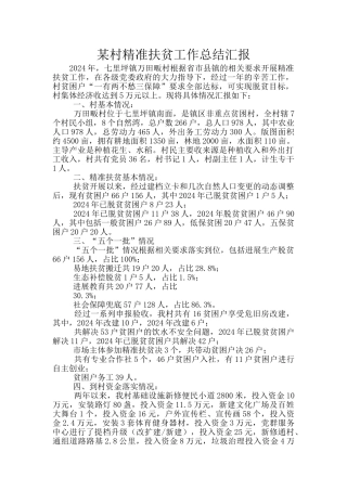 某村精准扶贫工作总结汇报