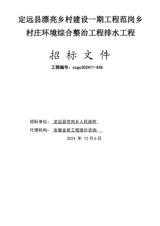 某村庄环境综合整治工程排水工程招标文件