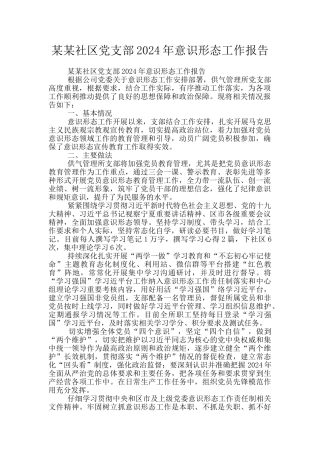 某某社区党支部2024年意识形态工作报告