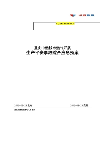 某燃气发展有限公司生产安全事故综合应急预案