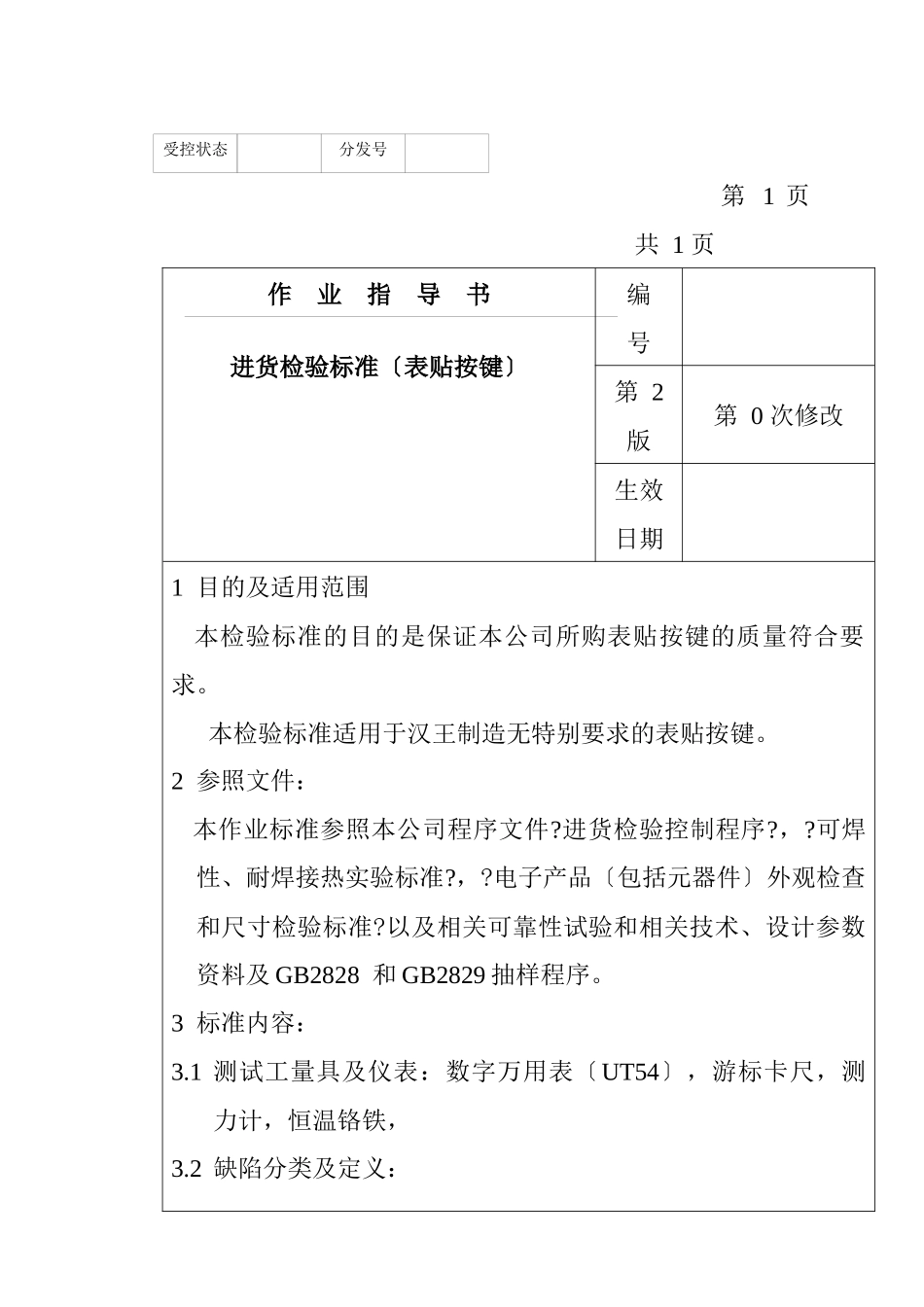 某电子公司进货检验规作业指导书_第1页
