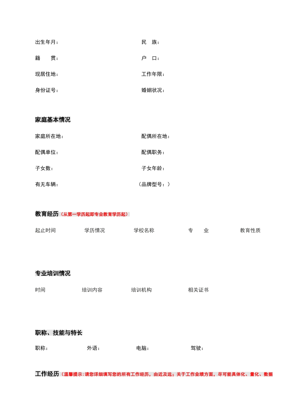 某著名猎头公司高级人才候选人简历模板_第3页