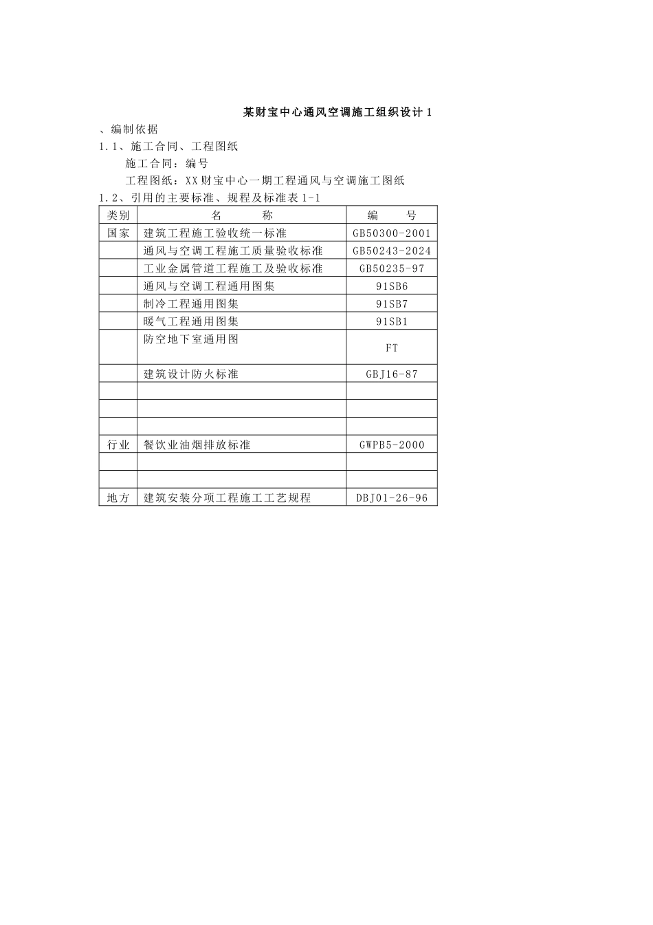 某财富中心通风空调施工组织设计1_第1页