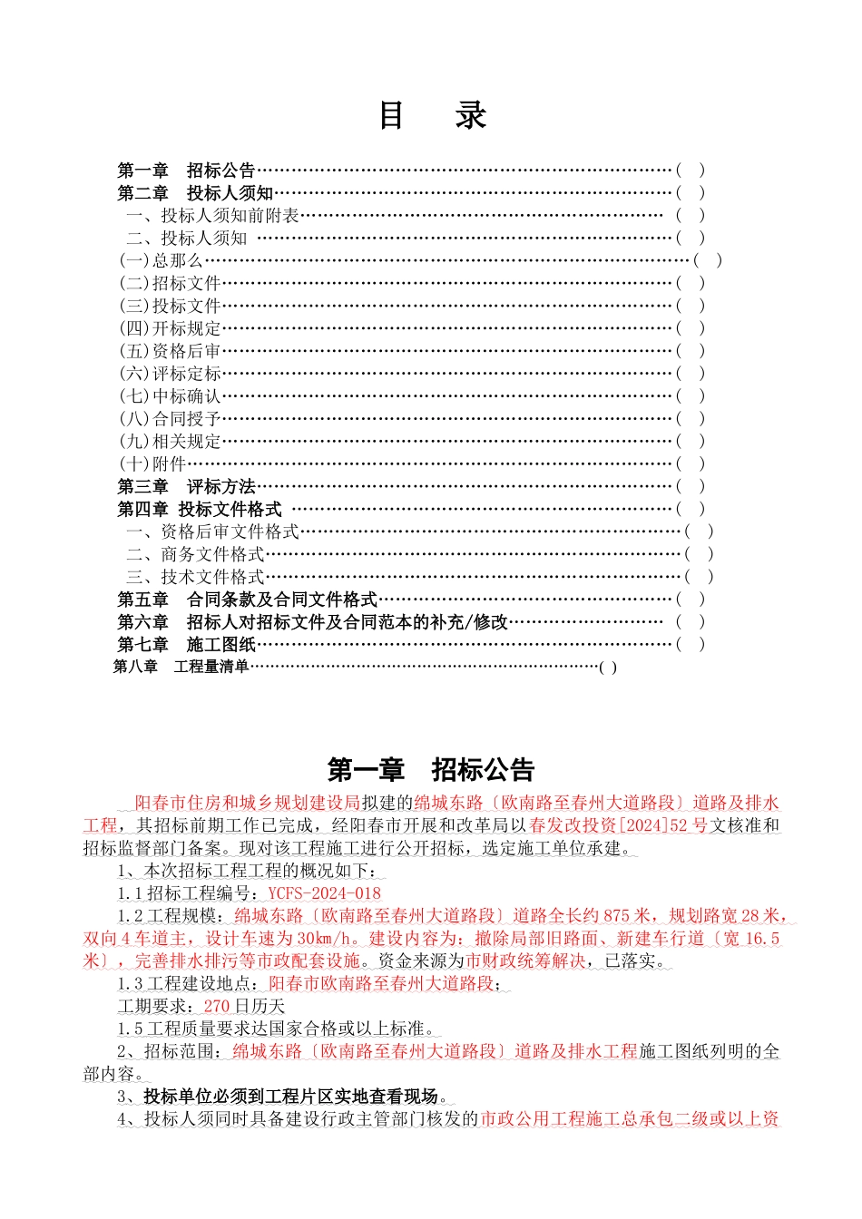 某道路及排水工程招标文件_第1页