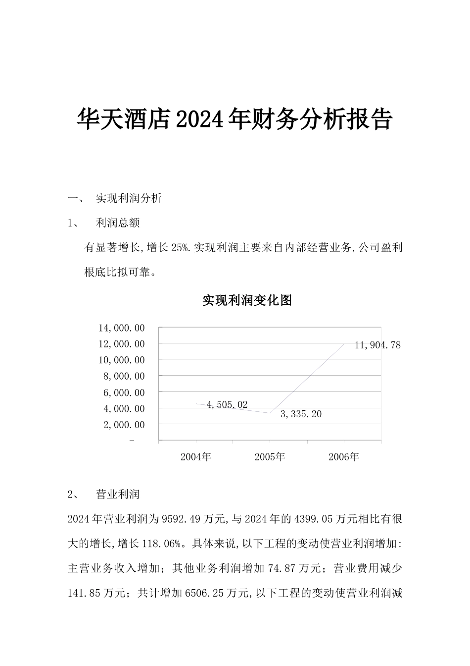 某酒店财务报告及财务管理知识分析_第1页