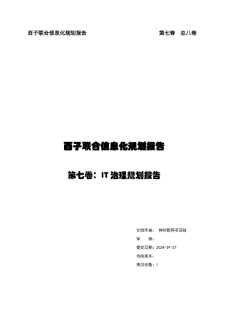 某集团IT治理规划