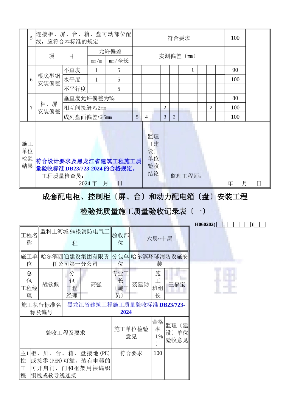 柜控制柜和动力配电箱安装工程检验批质量施工验收记录_第3页