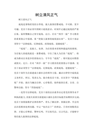 树立清风正气