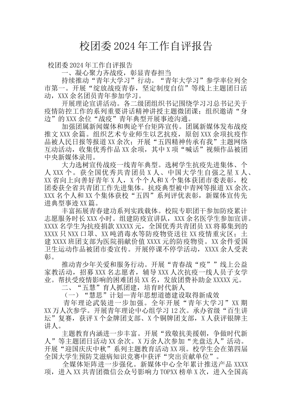 校团委2024年工作自评报告_第1页