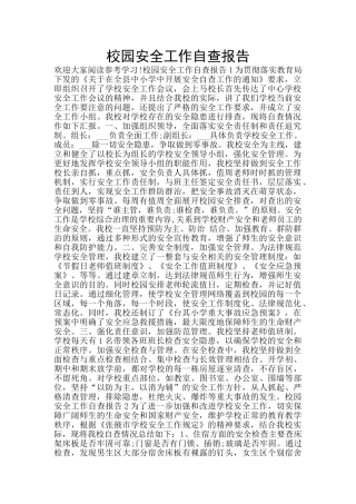校园安全工作自查报告