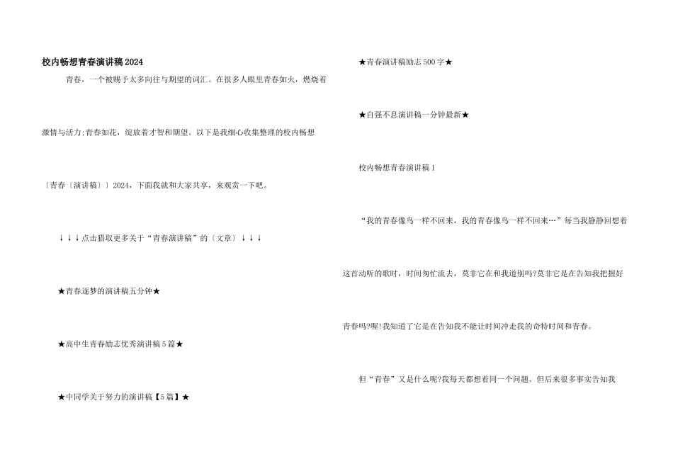 校园畅想青春演讲稿2024_第1页