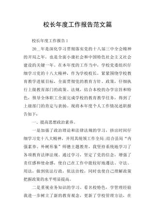 校长年度工作报告范文篇