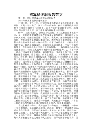 核算员述职报告范文