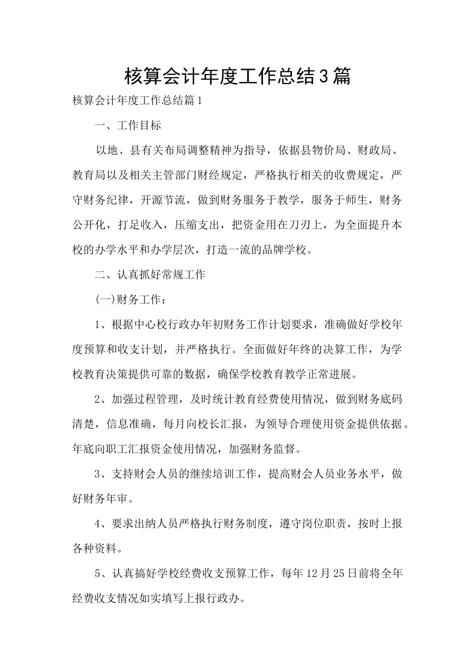 核算会计年度工作总结3篇_第1页