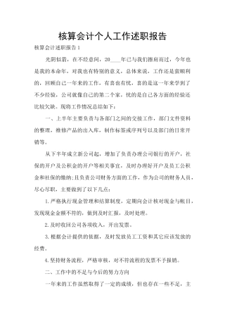 核算会计个人工作述职报告