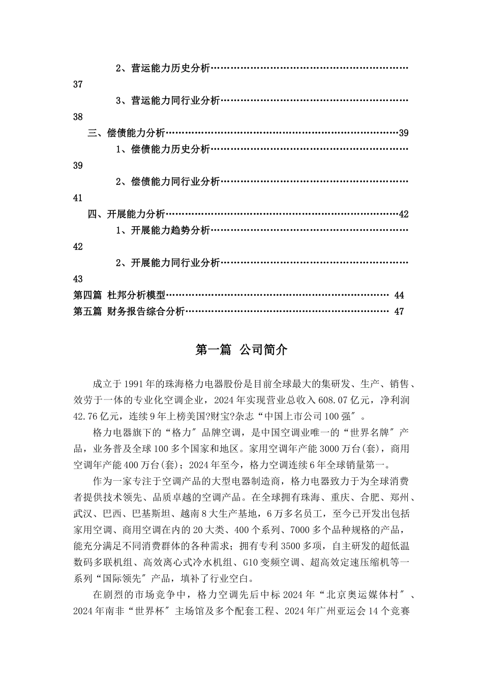格力电器财务分析报告模板_第2页