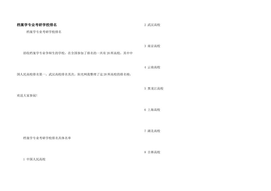 档案学专业考研学校排名_第1页