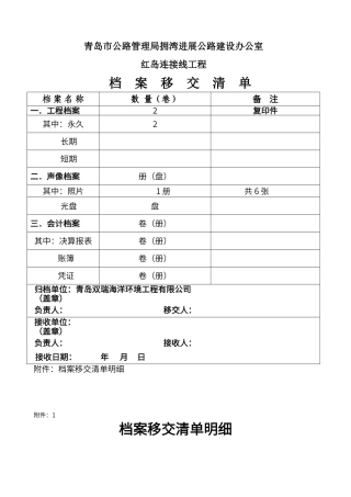 档案移交清单格式