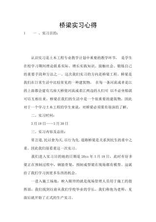 桥梁实习心得