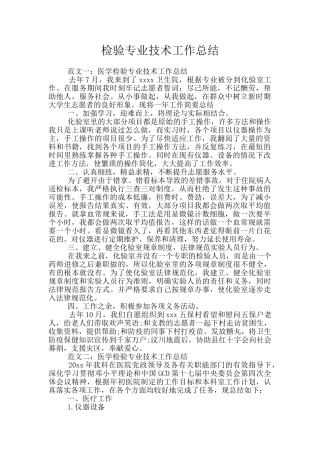 检验专业技术工作总结