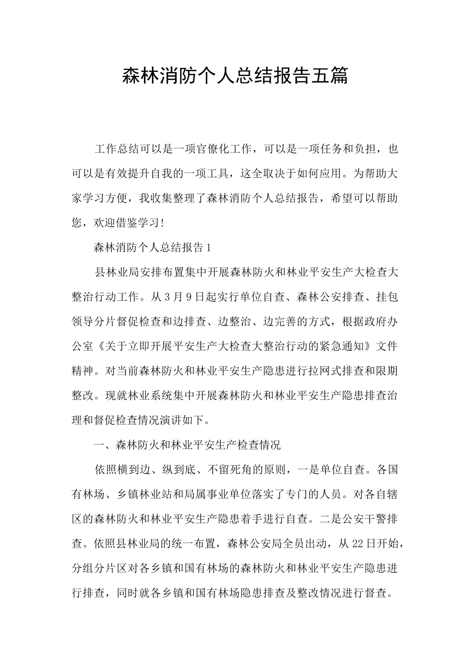 森林消防个人总结报告五篇_第1页