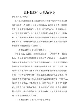 森林消防个人总结范文