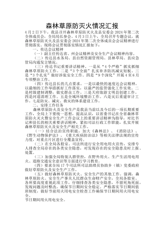 森林草原防灭火情况汇报